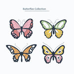 彩色蝴蝶花鸟昆虫图案素材矢量