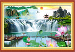 山水风景画 瀑布风景