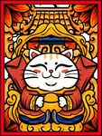国潮招财猫插画海报