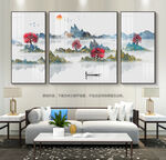 现代山水画客厅装饰画壁挂无框画