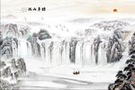 新中式水墨石纹江山多娇背景墙