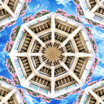 古典建筑蓝天白云天顶壁画