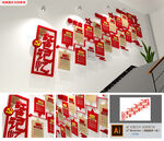 党的历程楼梯文化墙