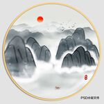圆形水墨画