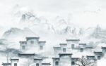 徽派山水背景新画 TIF分层
