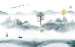 现代新山水背景墙 TIF分层