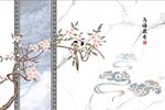 中国风爵士白工笔花鸟背景墙