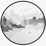 圆形山水画