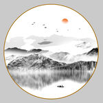 圆形山水画
