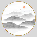 圆形山水画