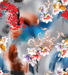 玉兰花 手绘花 数码印花