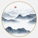 圆形山水画