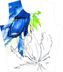 抽象手绘色彩涂鸦枝叶服装印花图