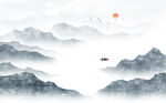 中式水墨山水画