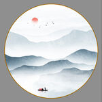 圆形山水画