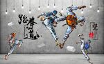 复古怀旧跆拳道背景墙图片