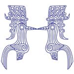 三星堆鸟手绘矢量插画