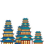 卡通装饰建筑插画元素