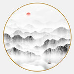 圆形山水画