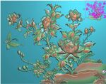 牡丹花鸟背板