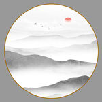 圆形山水画