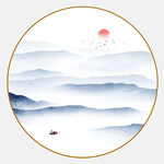 圆形山水画