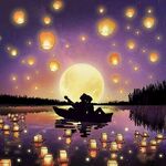 灯笼小船月亮