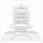 古风建筑黄鹤楼国潮风建筑线稿