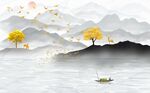 海纳百川山水金树新中式背景墙