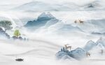 新中式山水背景墙