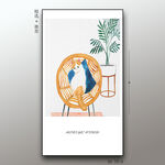 北欧简约时尚水彩花卉抽象装饰画