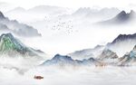 山水起伏新中式背景墙