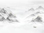 新中式意境水墨山水背景