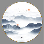 圆形山水画