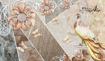 北欧大理石珠宝花卉孔雀背景墙