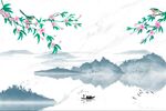 爵士白石纹工笔花鸟背景墙