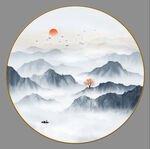 圆形山水画