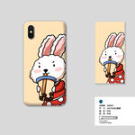 手绘卡通可爱兔子手机壳设计