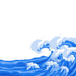 蓝色装饰插画海水元素