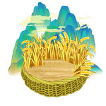 端午节插画麦子大山元素