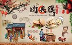 肉夹馍背景墙图片