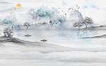 新中式山水背景墙