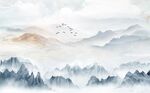 江山如画山水简约新中式背景墙