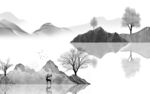 风景 客厅山水画 TIF分层图