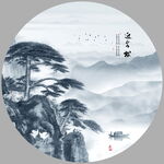 迎客松山水画