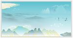 国潮青绿山水装饰画