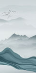 新中式山水新玄关画 分层文件 