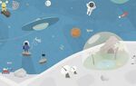 手绘卡通太空宇宙飞船