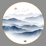 圆形山水画