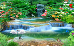花草流水生财背景墙